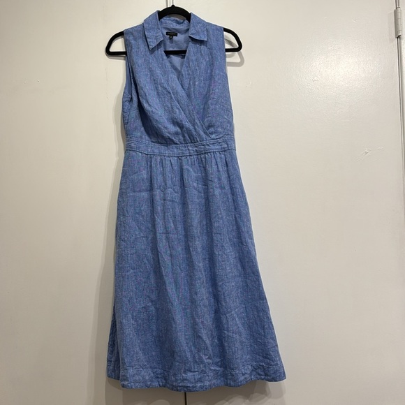 Talbots Faux Wrap Linen Dress Size 8 - Picture 3 of 5